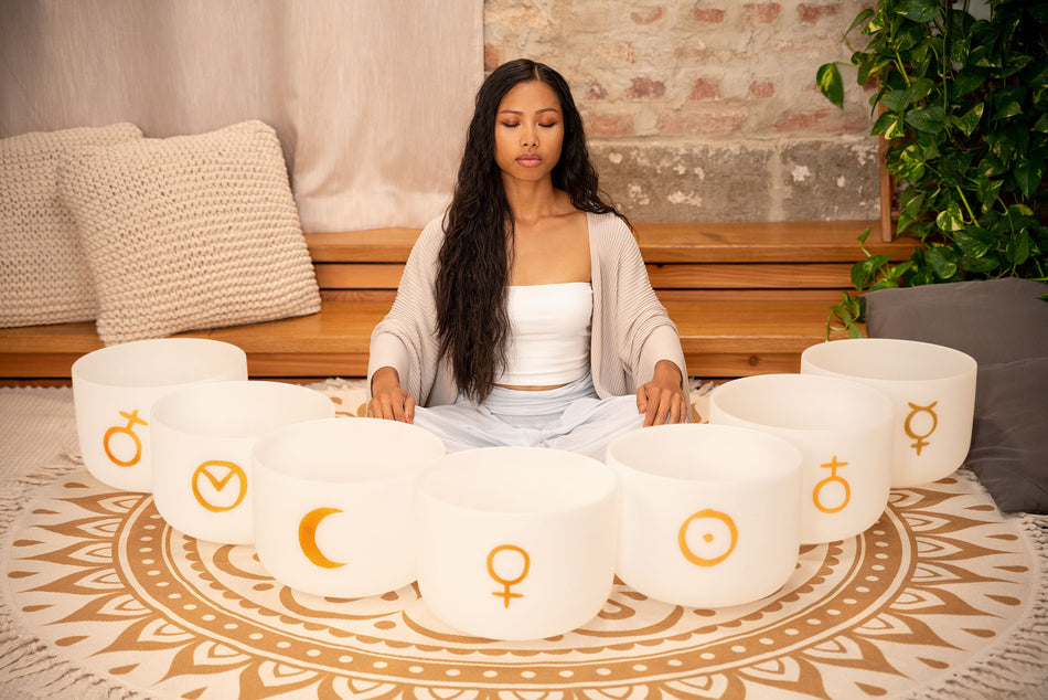 Meinl Sonic Energy Planetary Tuned Crystal Singing Bowl Chakra Set