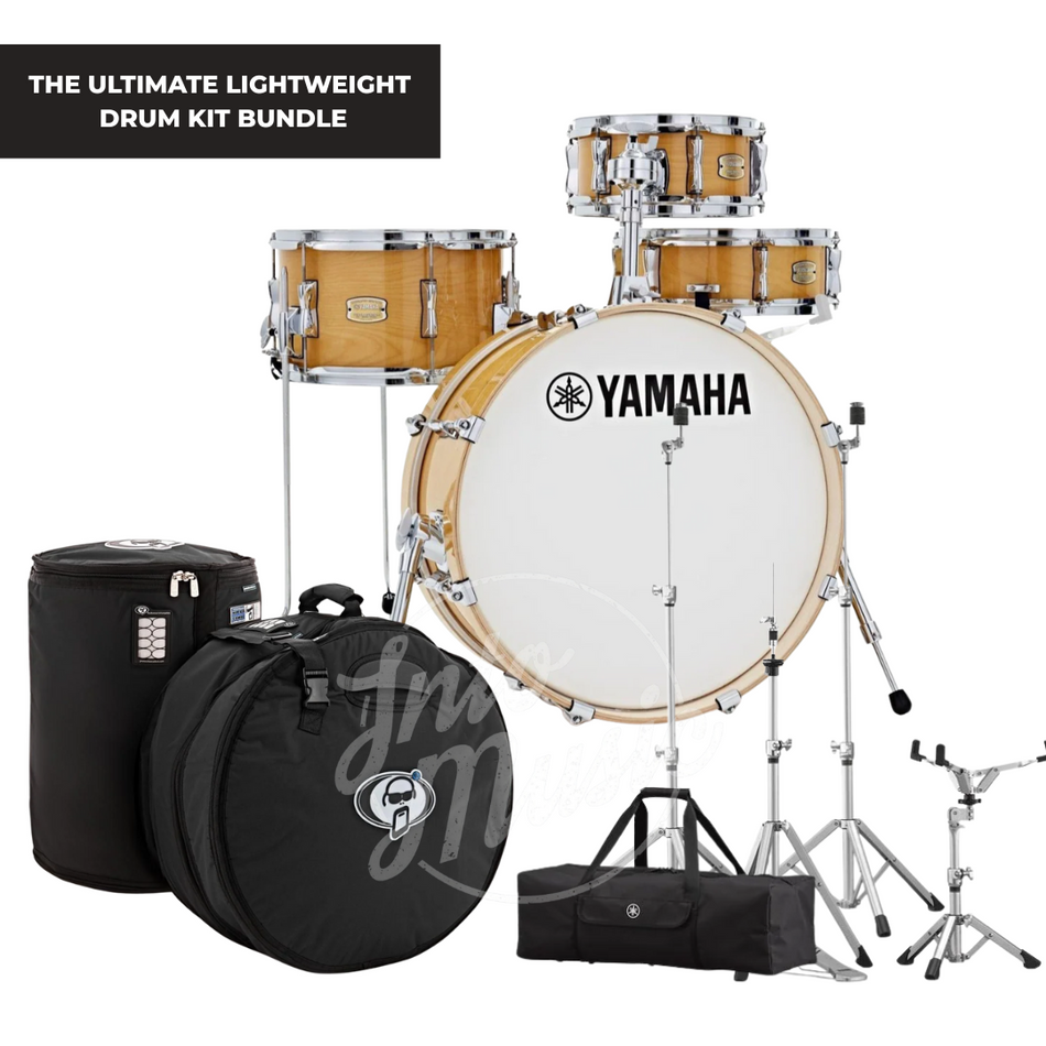 Yamaha Stage Custom Natural Hip Gig Lightweight Bundle Set With Crosstown Hardware & Protection Racket Cases