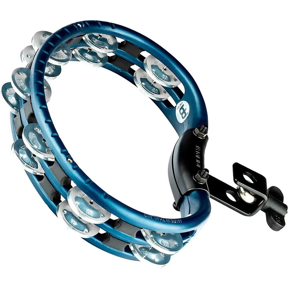MEINL ABS PLASTIC MOUNTABLE DOUBLE ROW TAMBOURINE ALUMINIUM JINGLES, BLUE