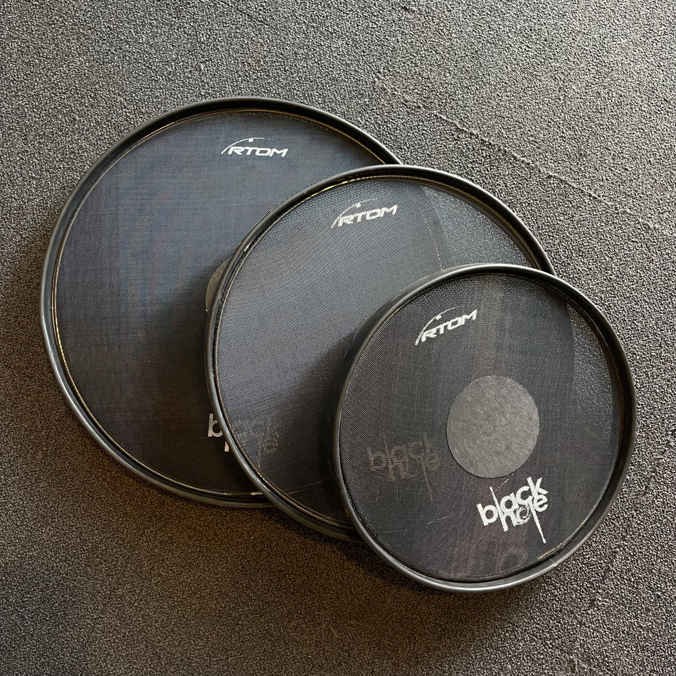 RTOM Black Hole Mesh Practice Drum Heads 16”, 14”, 12” #1335