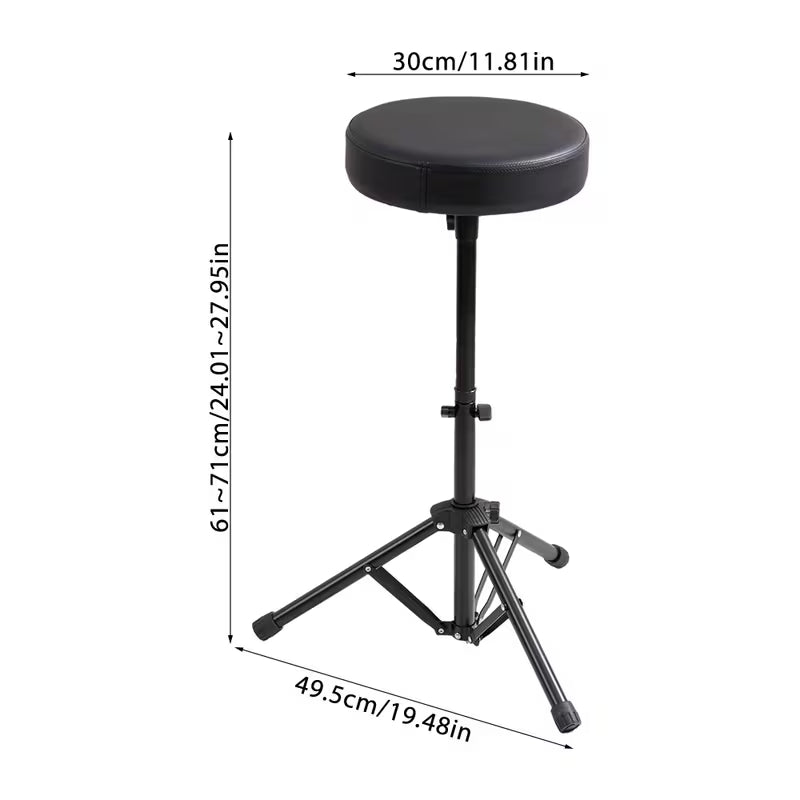 Drum Stool Throne Adjustable Height Black