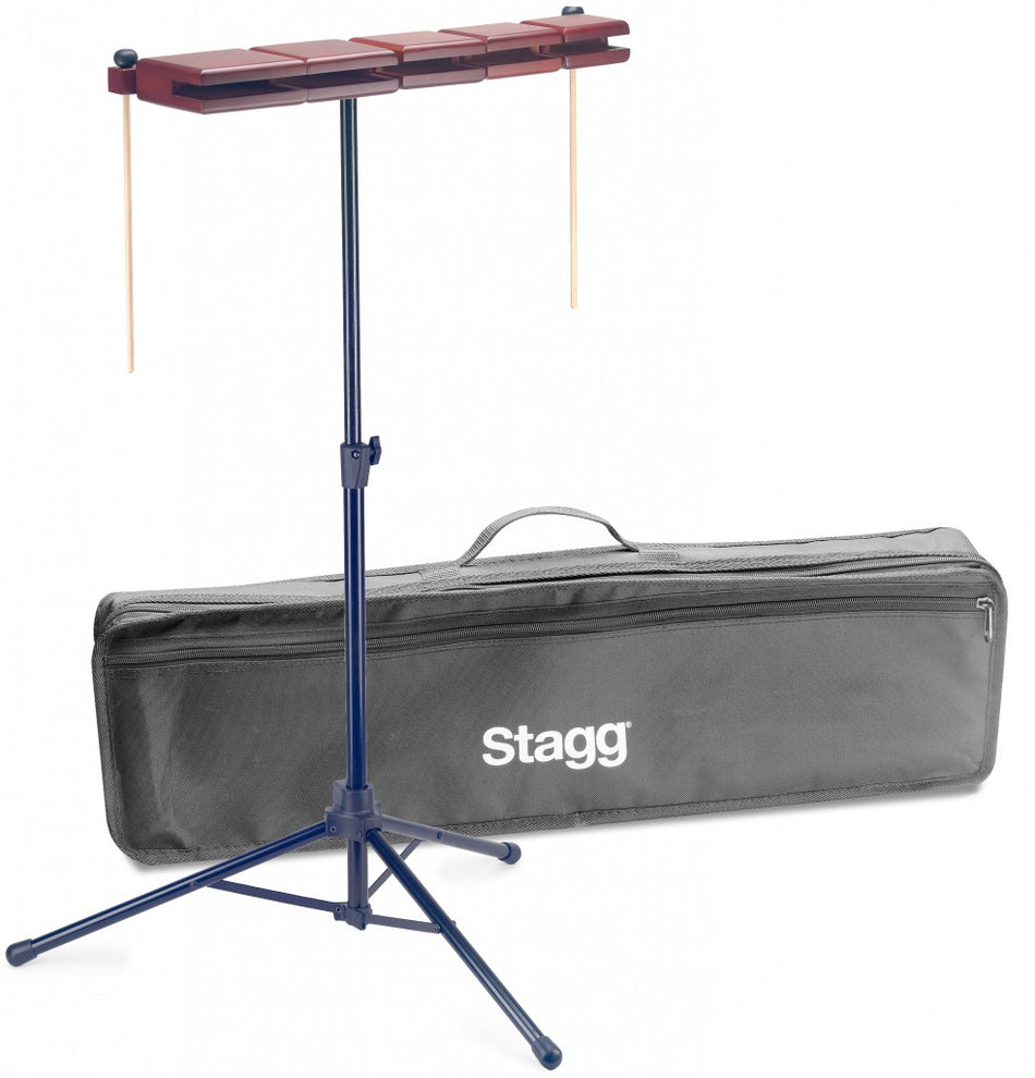 Stagg Wooden Temple Block Set With Stand