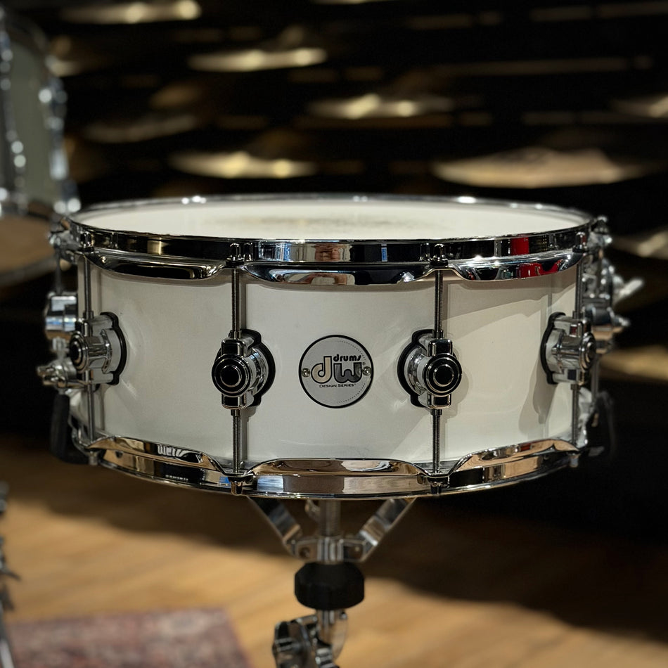 DW Design 14x5.5" Satin White Snare Drum #1401