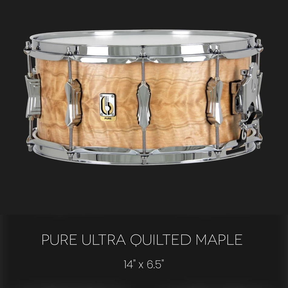 British Drum Company Founders Reserve Pure Series Snare Drum Quilted Maple 14x6.5"