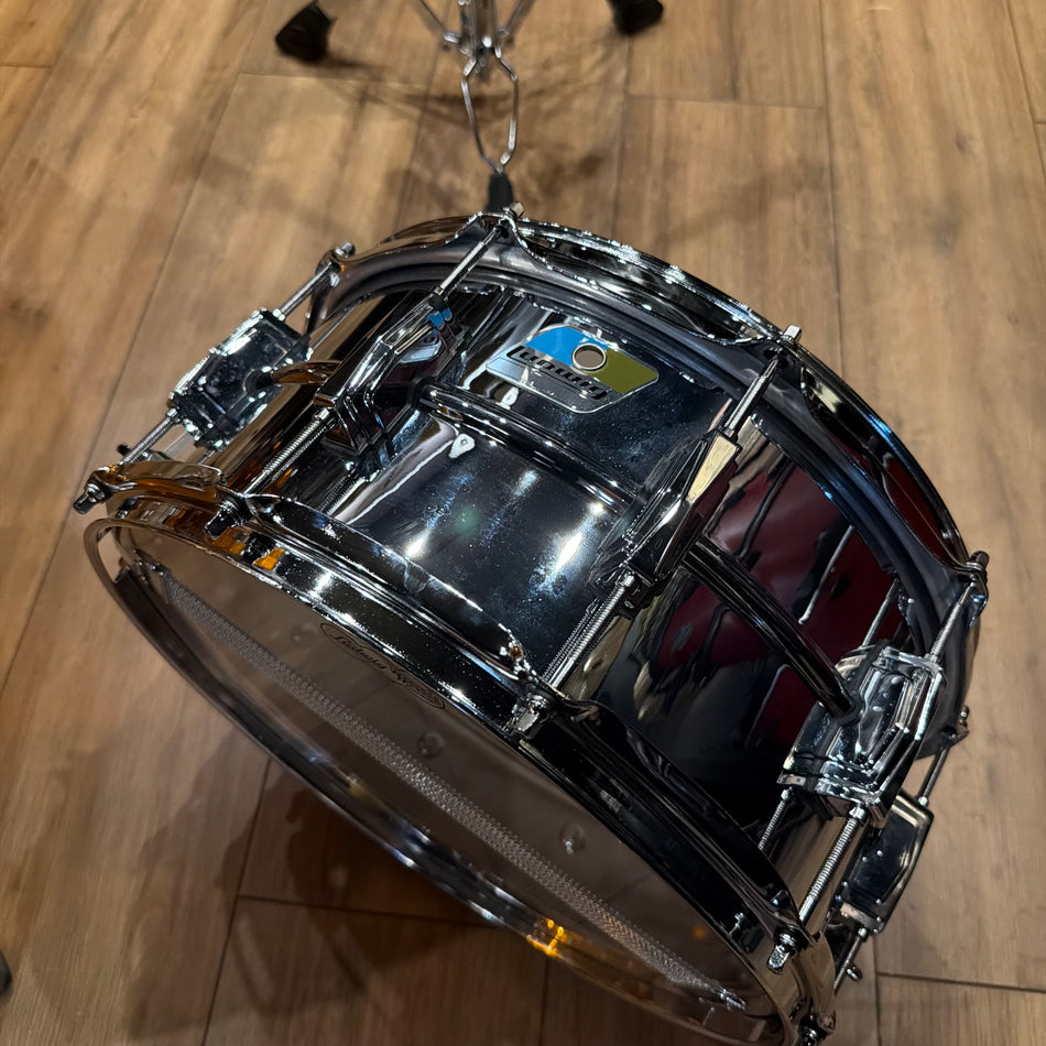Ludwig LM402 14x6.5" Snare Drum Blue Olive Badge #1342