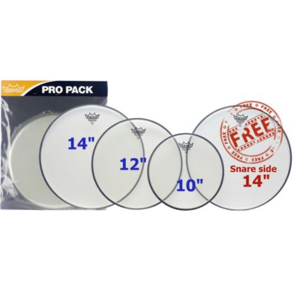Remo Ambassador Clear Fusion Drum Head Pack |  10", 12”, 14" + 14" Coated Ambassador Snare