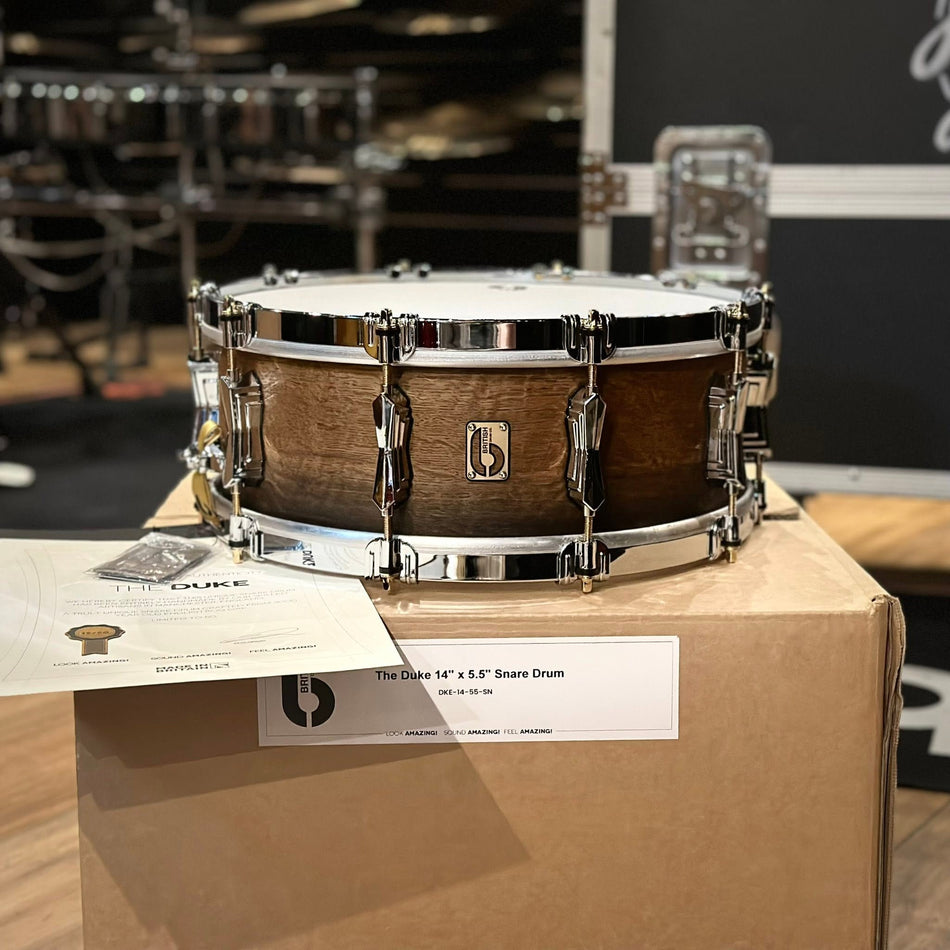 British Drum Company 'The Duke' Bog Oak 14" Limited Edition Snare Drum