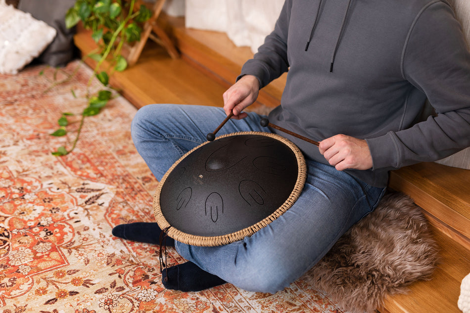 Meinl Sonic Energy Octave Steel Tongue Drum, Black, D Kurd, 16" / 40 cm