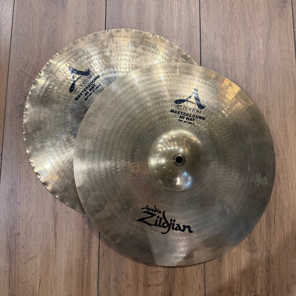 Zildjian A Custom 15" Mastersound Hi Hat Cymbals *DAMAGE* #1354