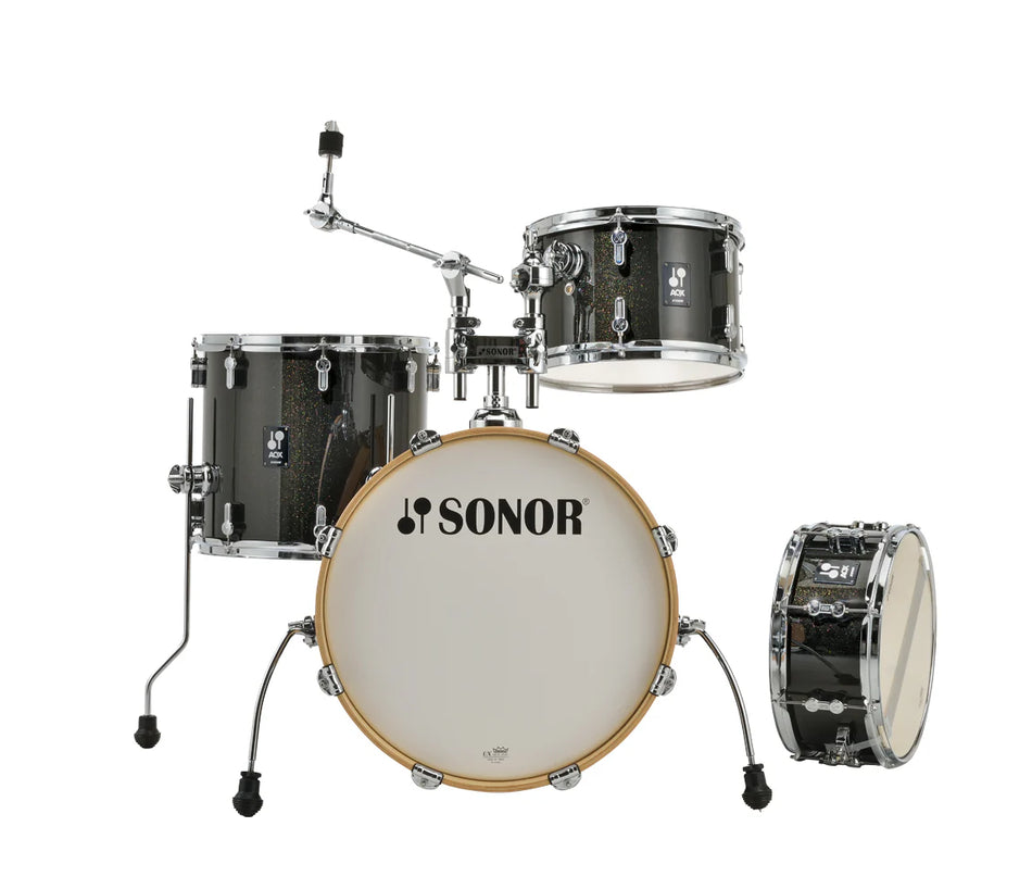 Sonor AQX Jazz 18in 4pc Drum Kit Shell Pack – Black Midnight Sparkle