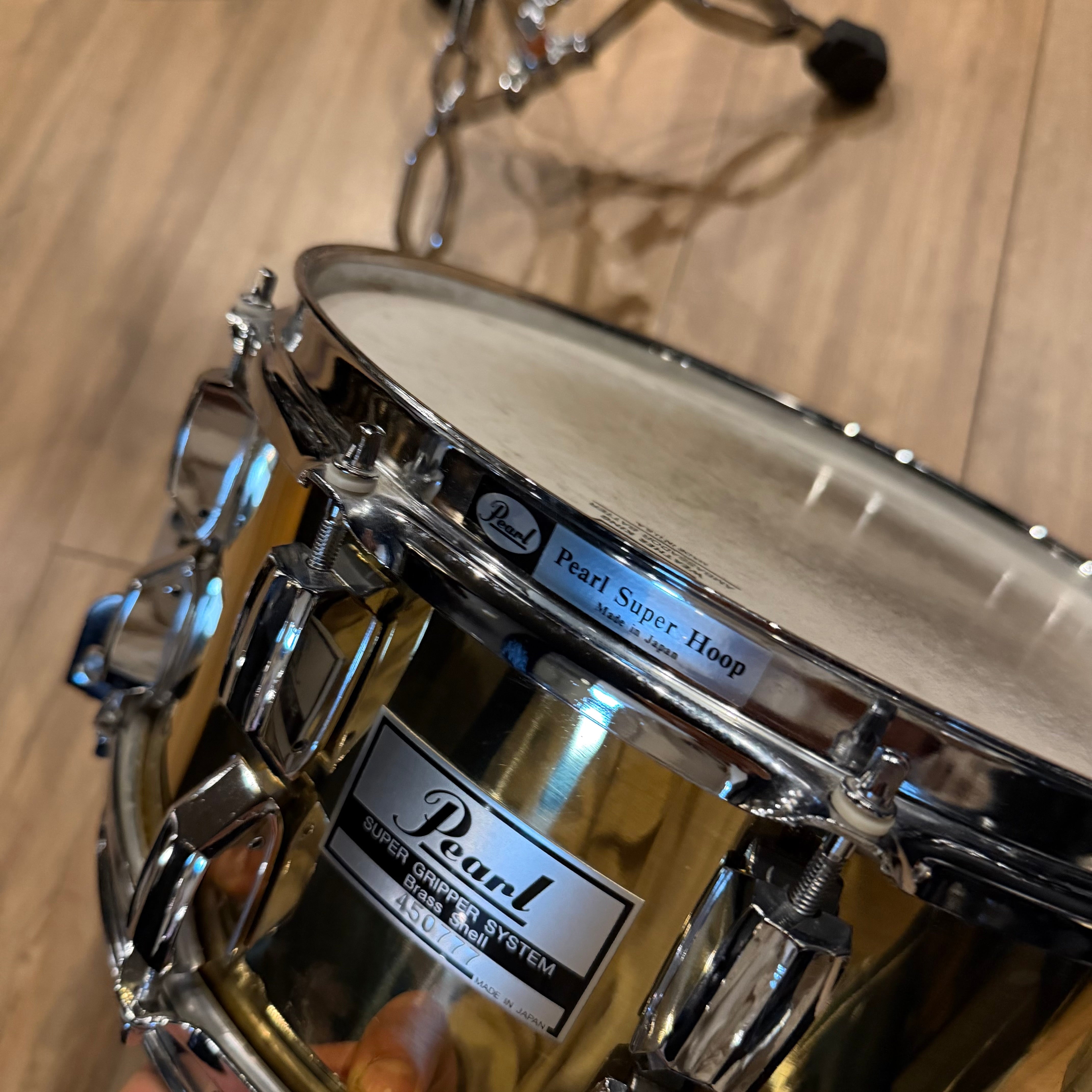Pearl 1990's Super Gripper Brass Snare Drum 14x6.5
