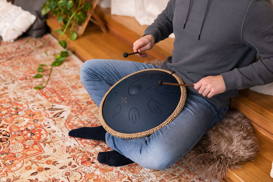 Meinl Sonic Energy Octave Steel Tongue Drum, Navy Blue, D Amara, 16" / 40 cm