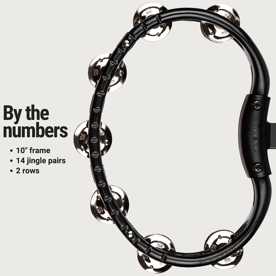 MEINL ABS PLASTIC MOUNTABLE DOUBLE ROW TAMBOURINE STEEL JINGLES, BLACK