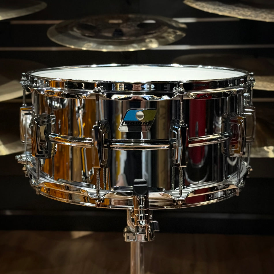 Ludwig LM402 14x6.5" Snare Drum Blue Olive Badge #1342
