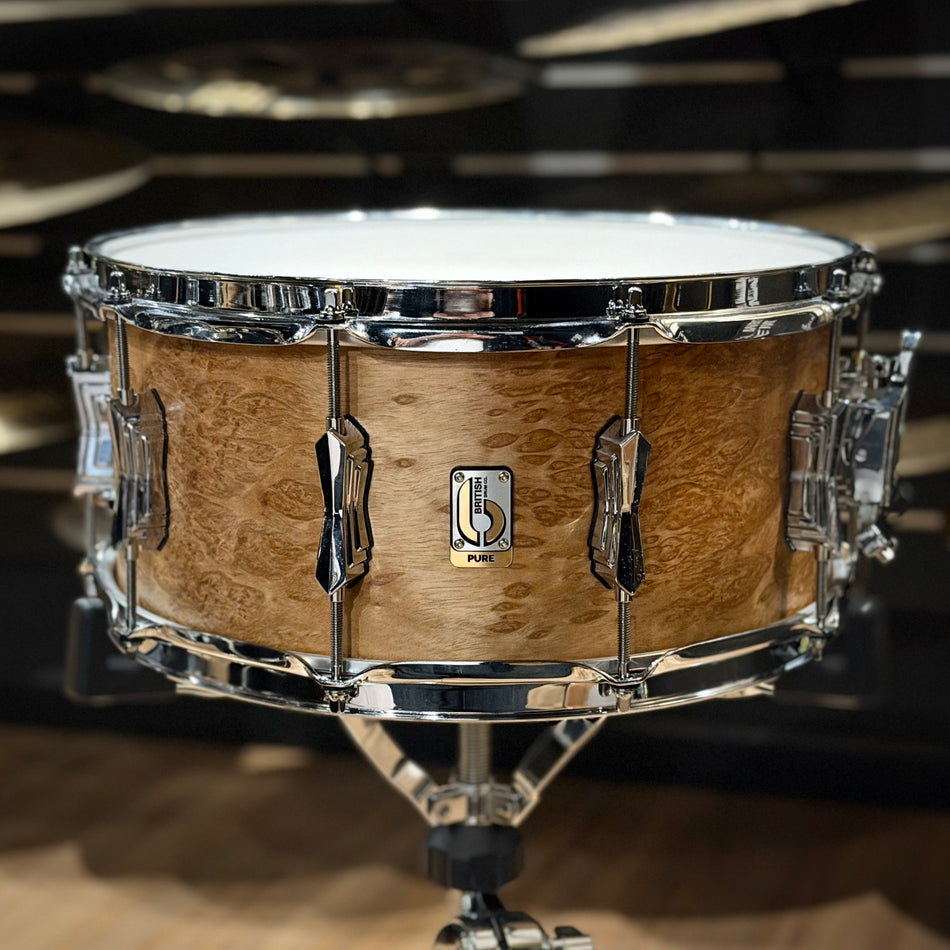 British Drum Company Founders Reserve Pure Elm Burr Snare Drum 14x6.5" #1301