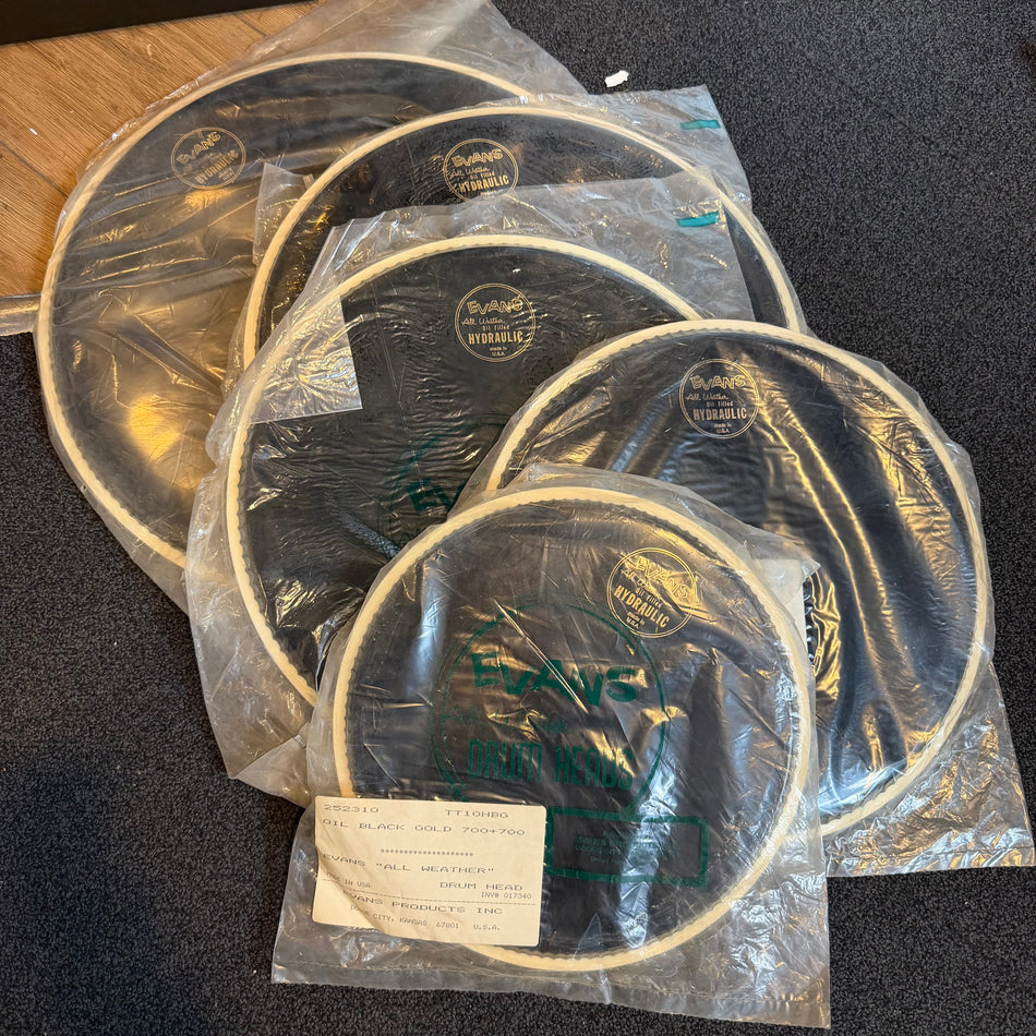 Brand New Evans Black Hydraulic Drum Heads 16, 14, 13, 12, 10 #1401