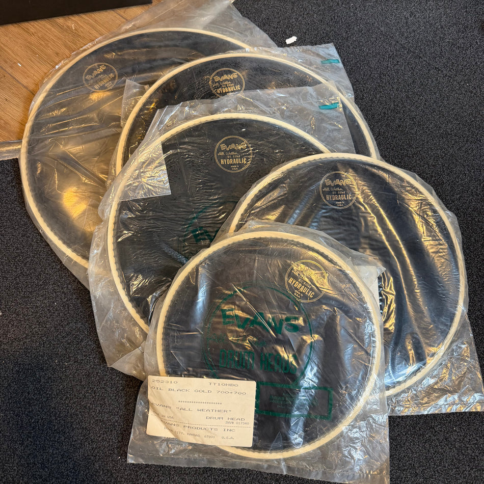 Brand New Evans Black Hydraulic Drum Heads 16, 14, 13, 12, 10 #1401