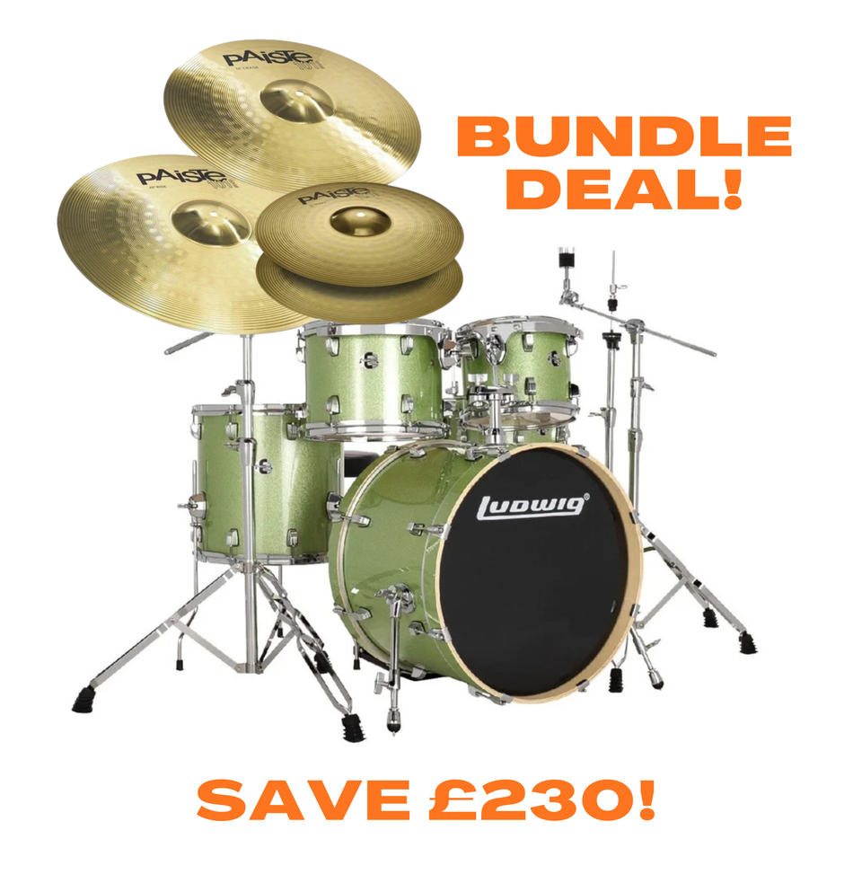 Ludwig Evolution Downbeat Drum Kit 5pc 20" Mint Sparkle – Complete Bundle with Paiste 101 Cymbals & Hardware