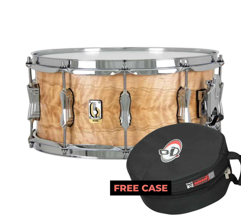 British Drum Company Founders Reserve Pure Series Snare Drum Quilted Maple 14x6.5"
