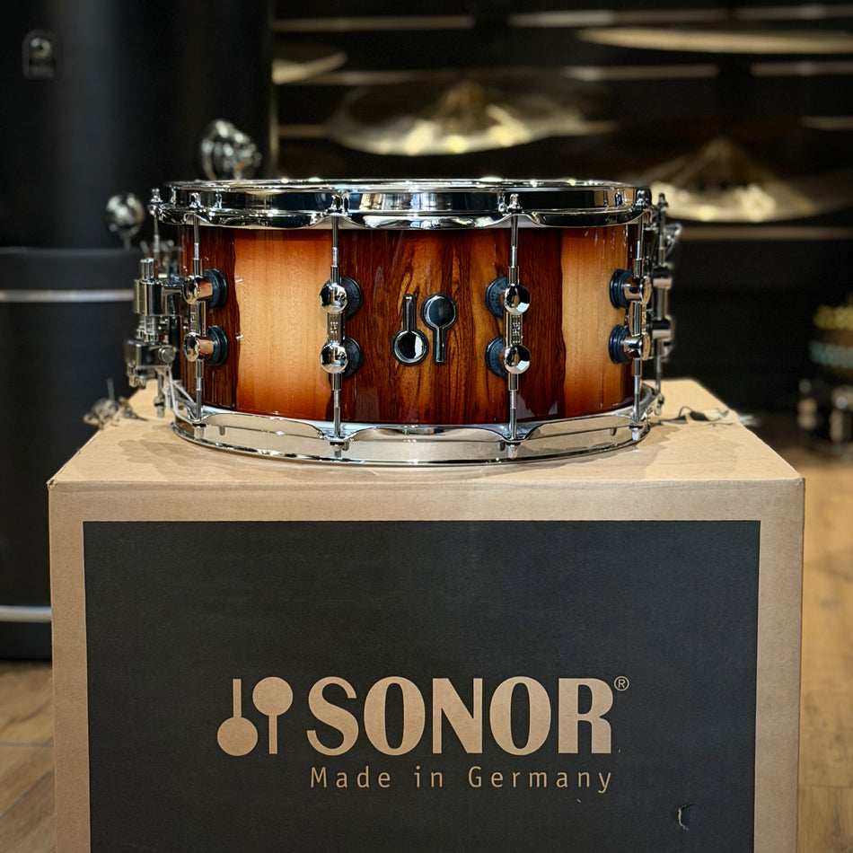 Sonor SQ2 Snare Drum 14x6.5" Medium Maple Red Burst Over African Marble