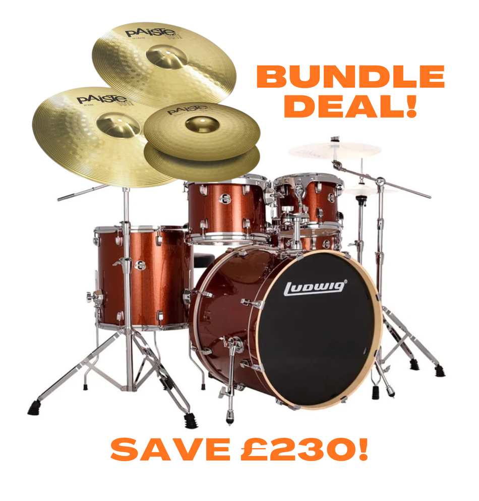 Ludwig Evolution Downbeat Drum Kit 5pc 20" Copper Sparkle – Complete Bundle with Paiste 101 Cymbals & Hardware