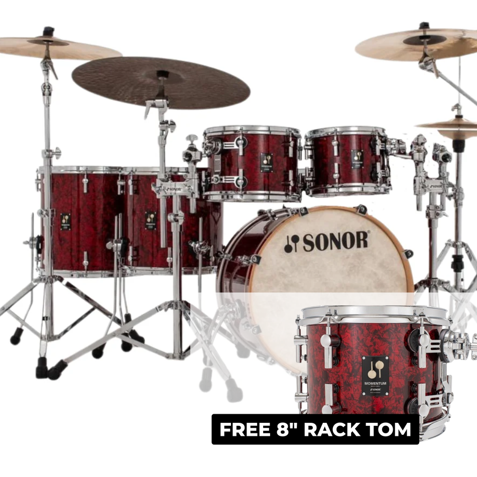 Sonor Momentum Drum Kit Birch, Maple & Beech - Red Pearl *FREE 8" TOM*