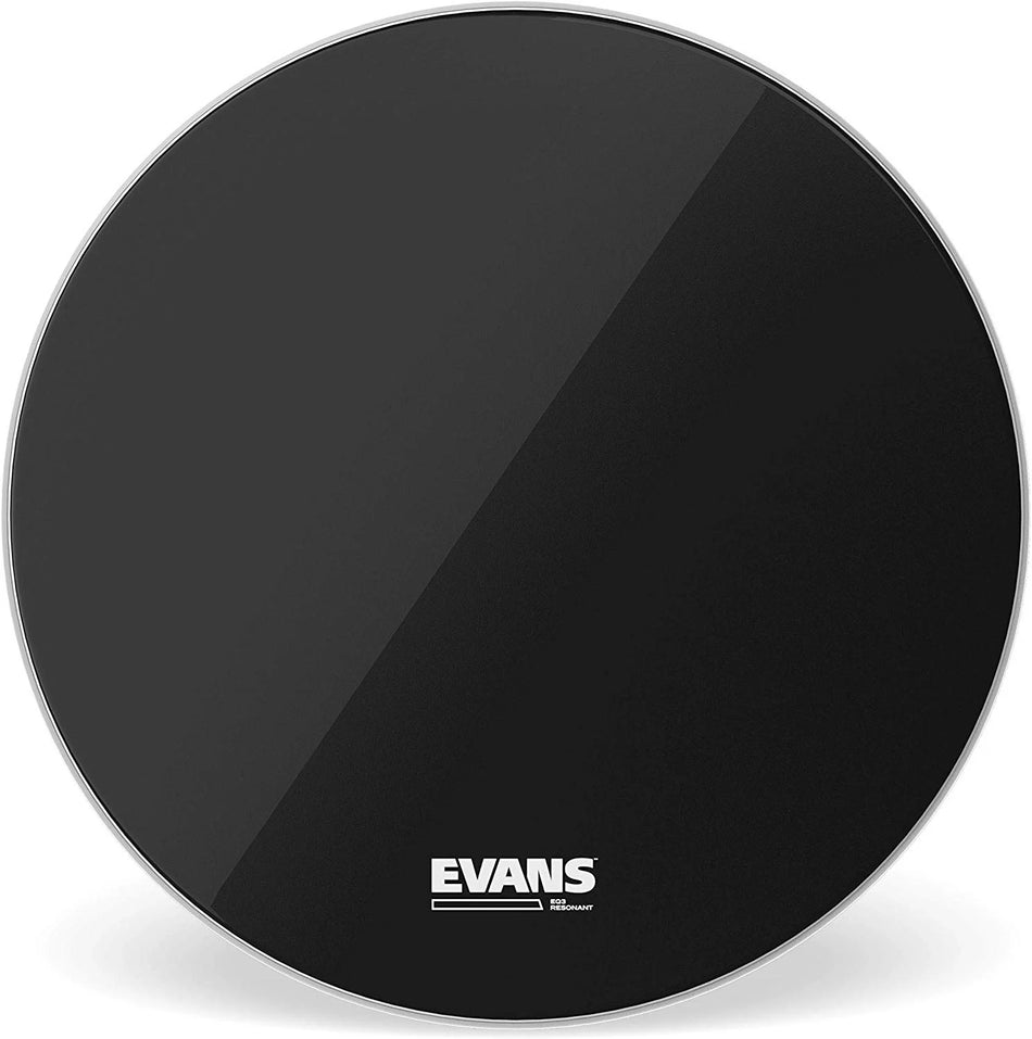 Evans EQ3 Black Reso Bass Drum Head | 22" – No Port