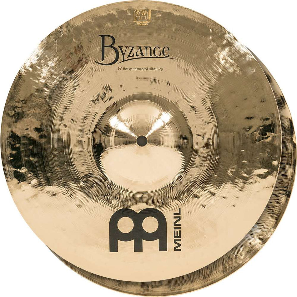 Meinl Byzance Brilliant 14" Heavy Hammered Hi Hat Cymbals B14HHH-B