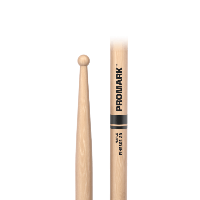 Promark Finesse 2B Maple Drumstick, Small Round Wood Tip