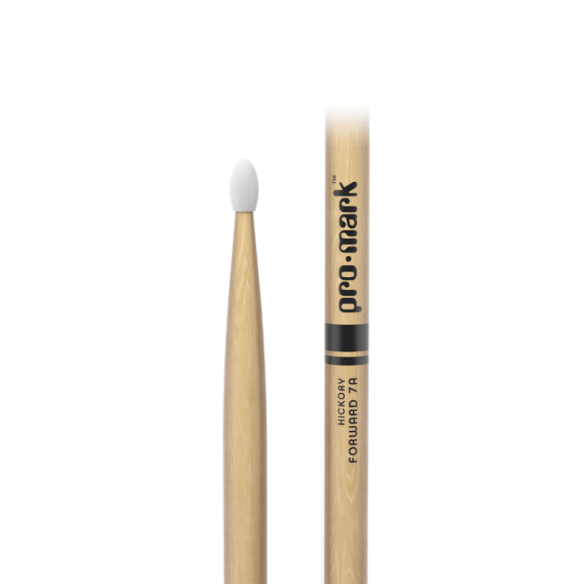 Promark Classic Forward 7A Hickory Drumstick, Oval Nylon Tip