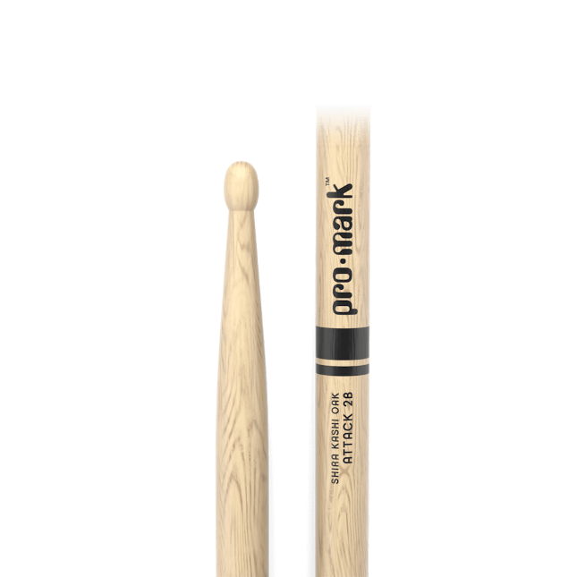 Promark Classic Attack 2B Shira Kashi Oak Drumstick, Oval Wood Tip
