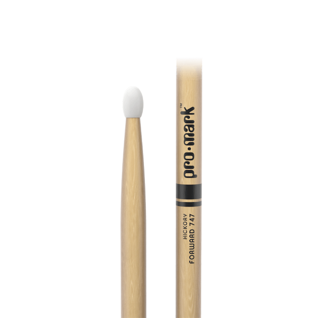 Promark Classic Forward 747 Hickory Drumstick, Oval Nylon Tip
