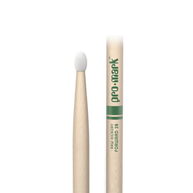 Promark Classic Forward 2B Raw Hickory Drumstick, Oval Nylon Tip