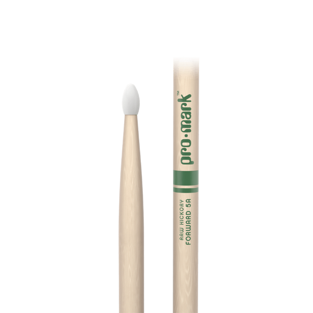 Promark Classic Forward 5A Raw Hickory Drumstick, Oval Nylon Tip