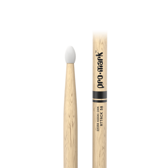 Promark Classic Attack 5B Shira Kashi Oak Drumstick, Oval Nylon Tip