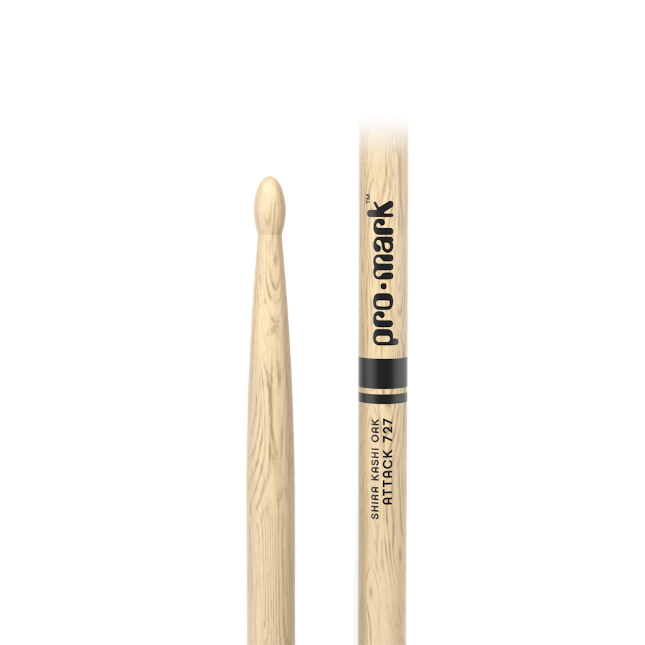 Promark Classic Attack 727 Shira Kashi Oak Drumstick, Oval Wood Tip
