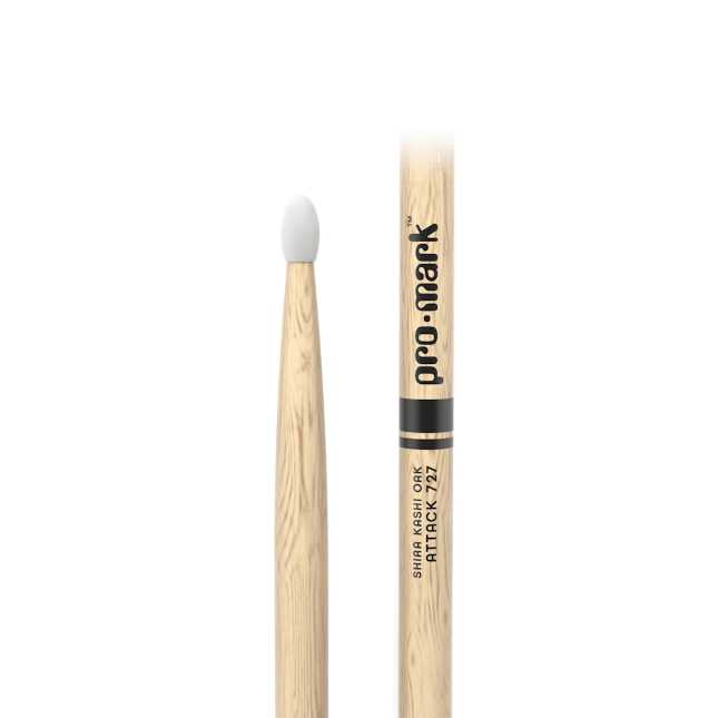 Promark Classic Attack 727 Shira Kashi Oak Drumstick, Oval Nylon Tip
