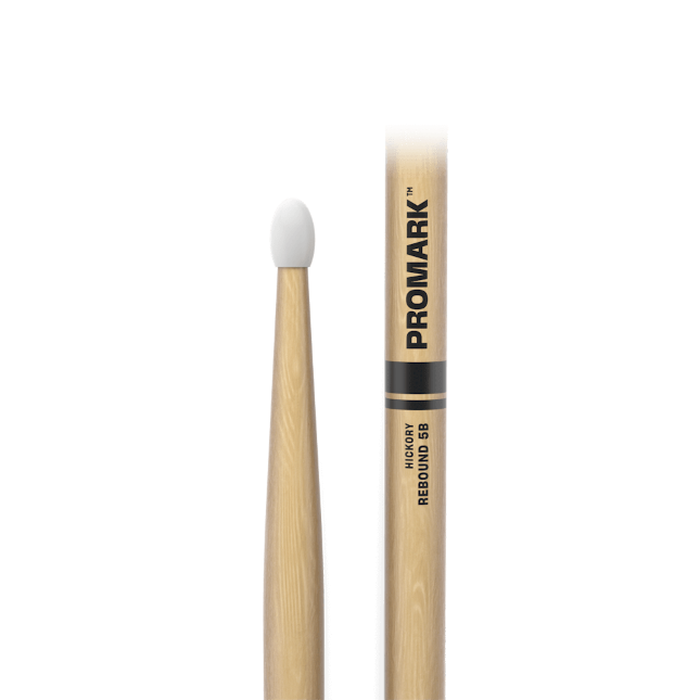 Promark Rebound 5B Hickory Drumstick, Oval Nylon Tip