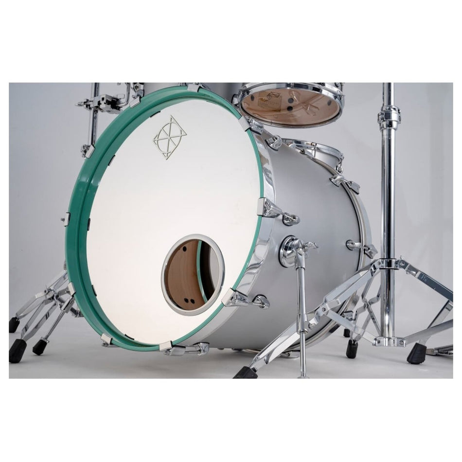 Dixon Cornerstone Hybrid 22'' 4pc Shell Pack, Metallic Silver Turquoise Blue Hoop