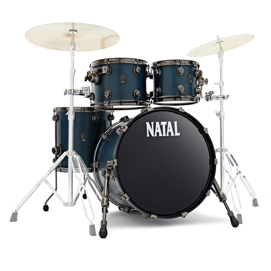 Natal Originals Walnut 20'' 4pc Shell Pack Drum Kit, Cerulean Blue