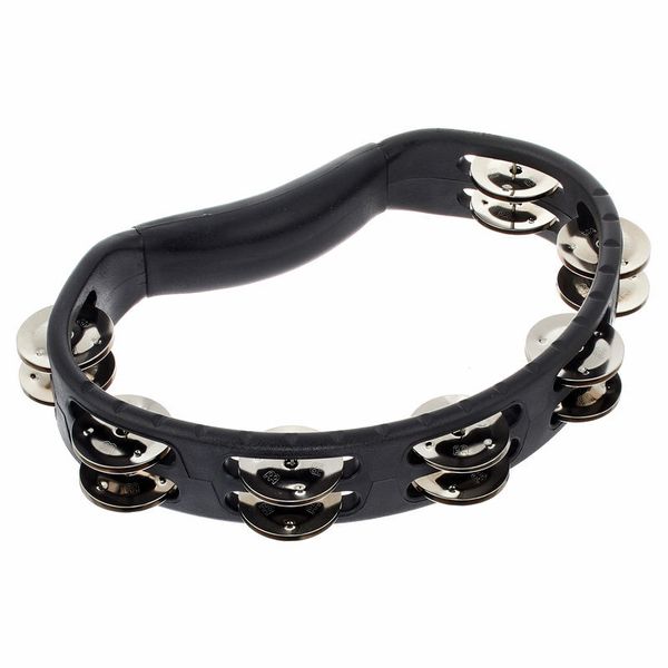 Meinl Headliner Series Double Row Hand Held Tambourine, Stainless Steel Jingles, Black HTMT1BK - Into Music Store