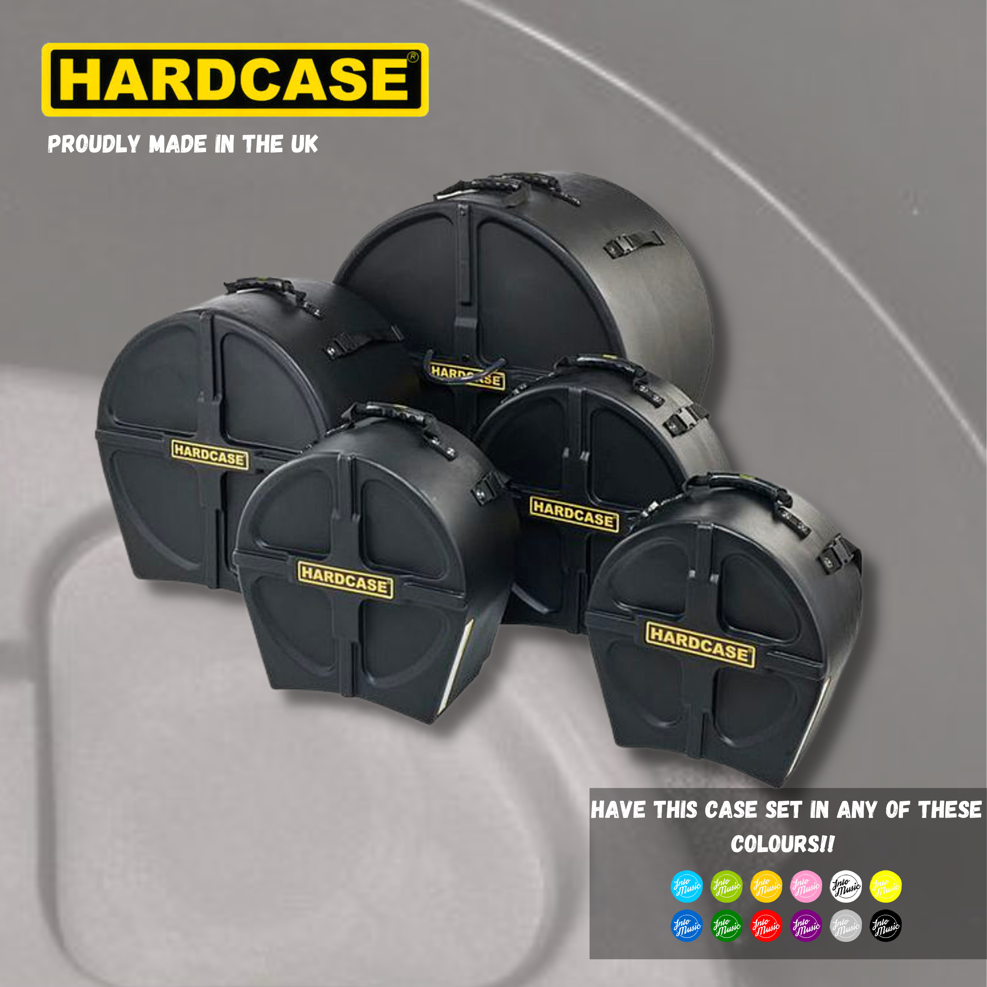 HARDCASE Drum Kit Cases Fusion Set 20", 14", 12", 10" + 14" Snare - Into Music Store