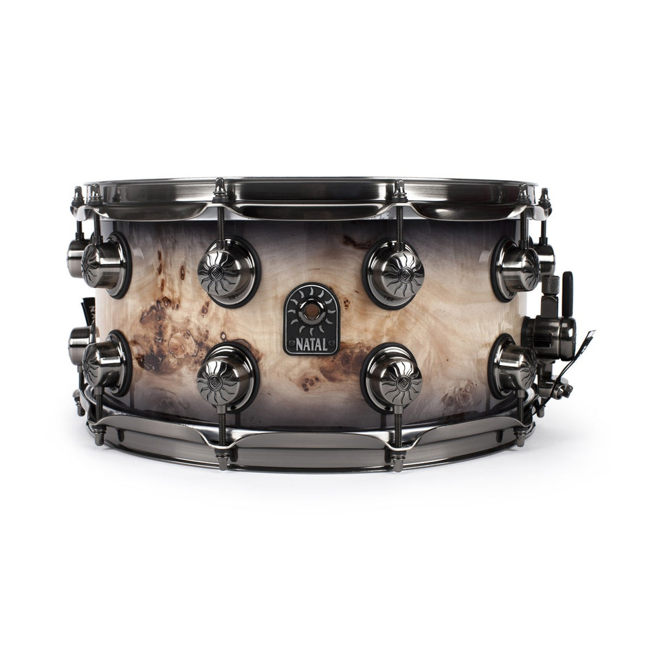 Natal Originals Mappa Burl Snare Drum | 14 x 7" – Black Smoked Gloss - Into Music Store