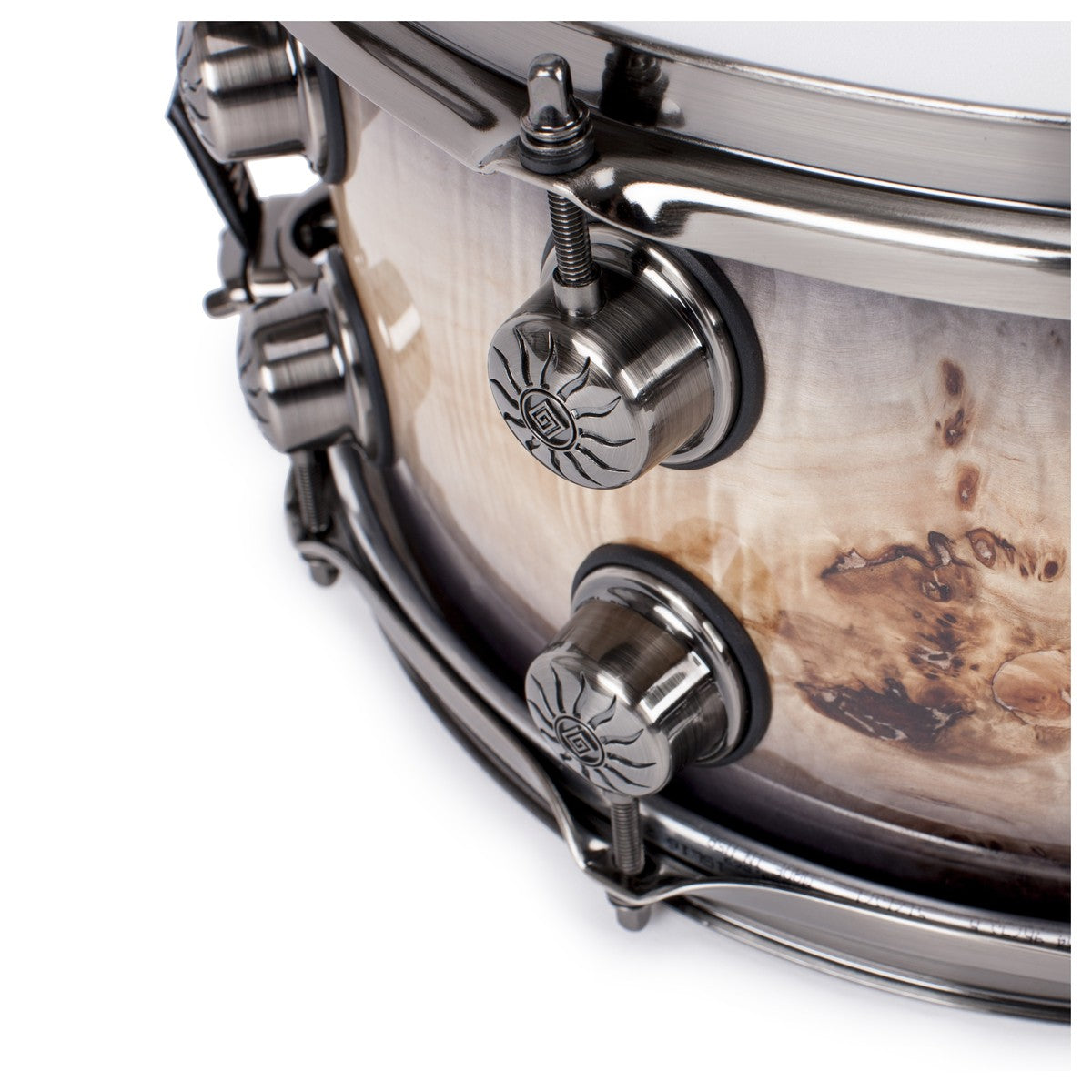 Natal Originals Mappa Burl Snare Drum | 14 x 7" – Black Smoked Gloss - Into Music Store