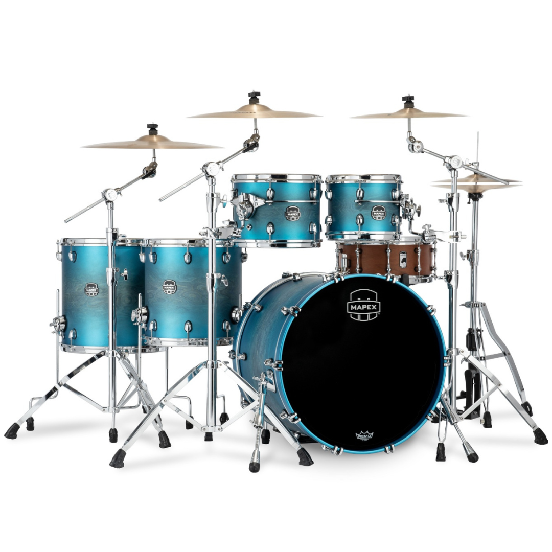 Mapex Saturn Evolution Birch Hybrid Drum Kit Shell Pack | 6pc 22" - Exotic Azure Burst - Into Music Store