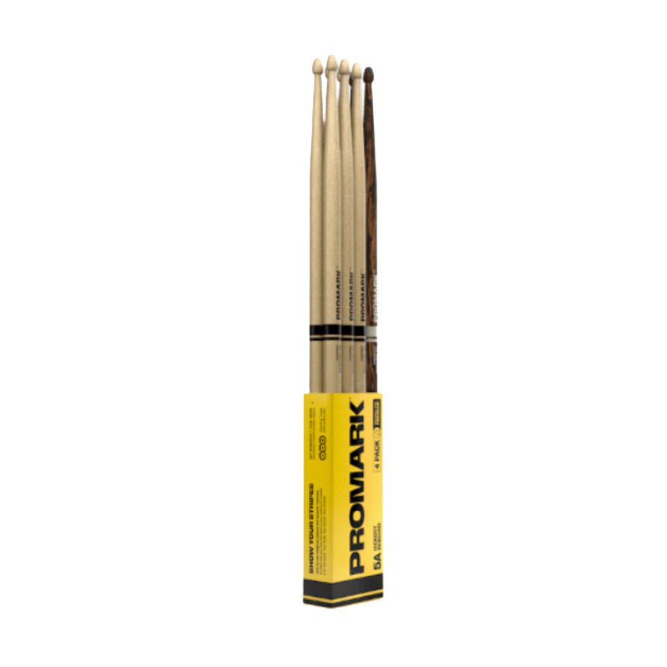 Rebound 5A Hickory Drumstick, Acorn Wood Tip, FireGrain Bonus Four Pack - Into Music Store
