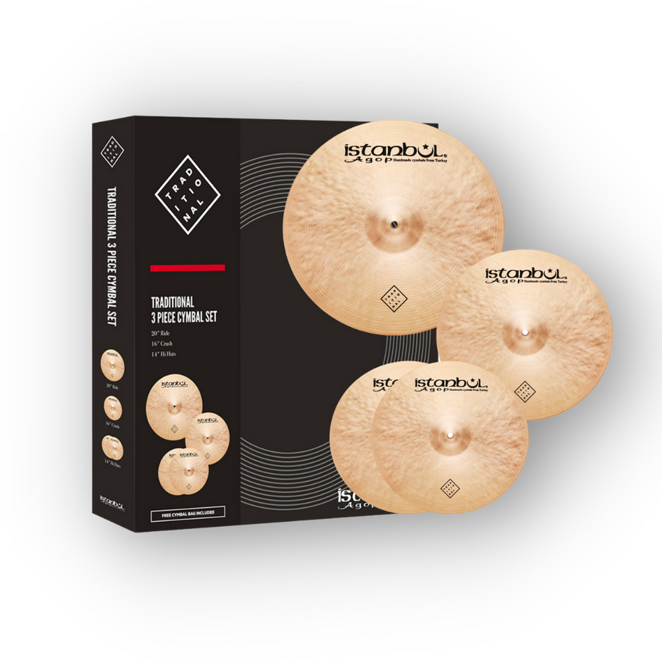 Istanbul Agop Traditional Cymbal Set | 14" Hi-Hats, 16" Crash , 20" Ride - Into Music Store
