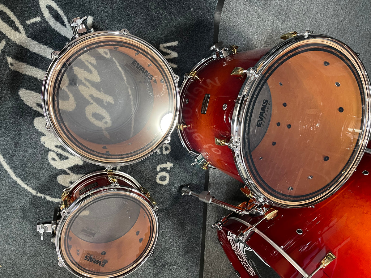 YAMAHA 50TH ANNIVERSARY 5-PIECE BIRDSEYE MAPLE AMBER SUNBURST SHELL PACK WITH GOLD HARDWARE #476 - Into Music Store