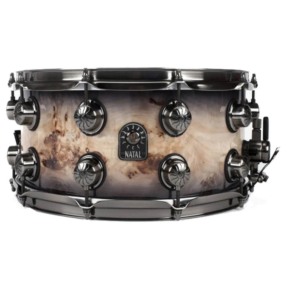 Natal Originals Mappa Burl Snare Drum | 13 x 7" – Black Smoked Gloss