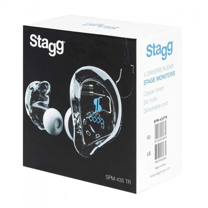STAGG SPM-435 HI RESOLUTION 4 DRIVER IN EAR MONITORS – Transparent - Into Music Store